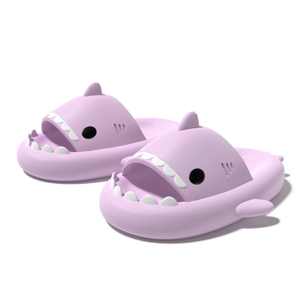 claquettes requin violet